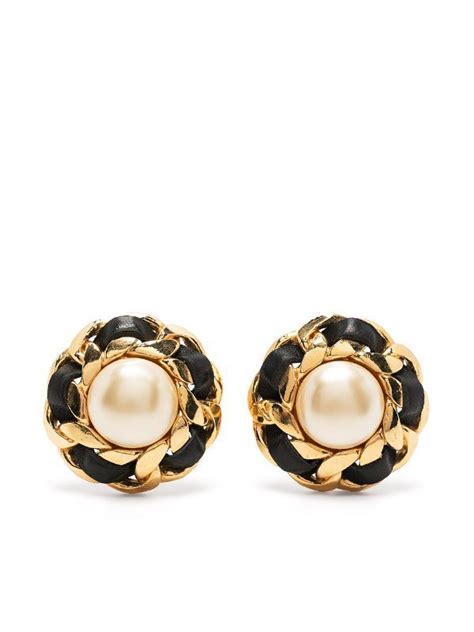 chanel pearl clip on earrings|pre owned Chanel earrings.